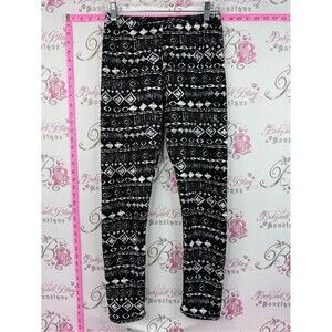 Just cozy fleece Black & White Aztec Print Leggings - Women's Stretch Leggings